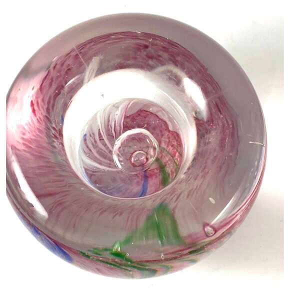 Handcrafted Multicolor Swirl Art Glass Paperweight Desk Accessory Paperclip - Picture 4 of 9